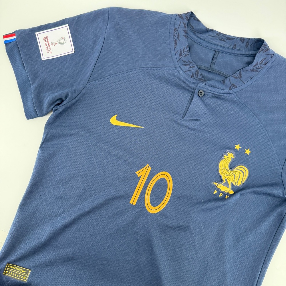 Nike France Soccer Jersey Mens Small Blue 2022 World Cup FFF #10 Dri-FIT ADV